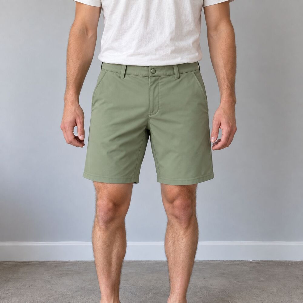 Rhone Commuter Shorts Mens 34 Sage Green 9" Inseam Stretch Golf Flat Front